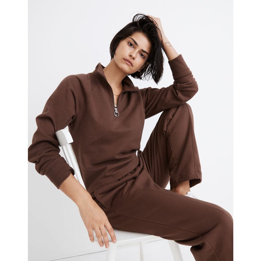 NWT Madewell MWL Ribbed Half-Zip Raglan Sweatshirt Womens Pullover Top Medium